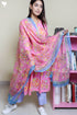 Kota Doria Dupatta With Floral Block Print